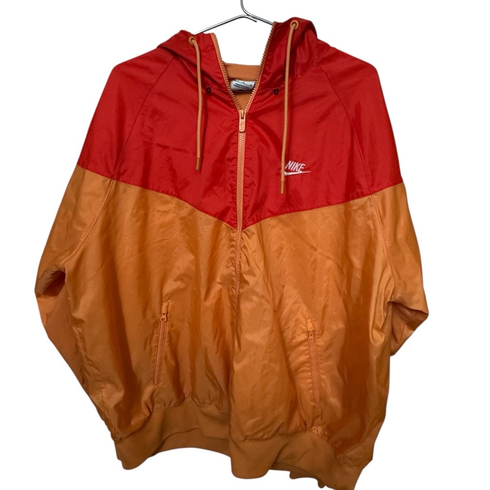 Nike Red and Orange Colorblock Windbreaker Jacket